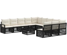 Lauko baldų komplektas Sodo Sofų Rinkinys 12 pcs Juoda poliratanas
