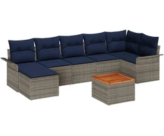 Lauko baldų komplektas Sodo Sofų Rinkinys su pagalve 8 pcs Pilka poliratanas