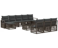 Lauko baldų komplektas Sodo Sofų Rinkinys 11 pcs Pilka poliratanas