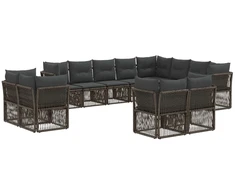 Lauko baldų komplektas Sodo Sofų Rinkinys 12 pcs Pilka poliratanas