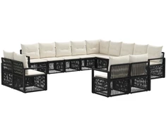 Lauko baldų komplektas Sodo Sofų Rinkinys 13 pcs Juoda poliratanas