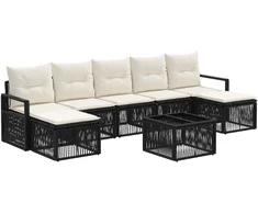 Lauko baldų komplektas Sodo Sofų Rinkinys 8 pcs Juoda poliratanas