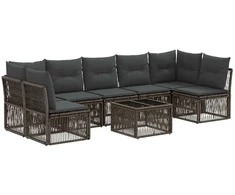 Lauko baldų komplektas Sodo Sofų Rinkinys 8 pcs Pilka poliratanas