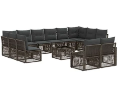 Lauko baldų komplektas Sodo Sofų Rinkinys 13 pcs Pilka poliratanas