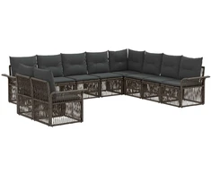 Lauko baldų komplektas Sodo Sofų Rinkinys 10 pcs Pilka poliratanas
