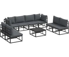 Sodo Sofų Rinkinys su pagalve 9 pcs Juoda Aliuminis
