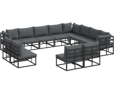 Sodo Sofų Rinkinys su pagalve 12 pcs Juoda Aliuminis
