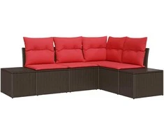 Lauko baldų komplektas Sodo Sofų Rinkinys su pagalve 4 pcs Ruda poliratanas