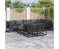 Sodo Sofų Rinkinys su pagalve 9 pcs Juoda Aliuminis