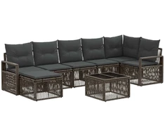 Lauko baldų komplektas Sodo Sofų Rinkinys 8 pcs Pilka poliratanas
