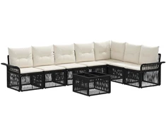 Lauko baldų komplektas Sodo Sofų Rinkinys 8 pcs Juoda poliratanas
