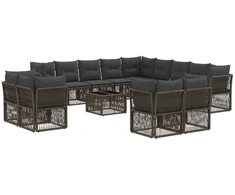 Lauko baldų komplektas Sodo Sofų Rinkinys 14 pcs Pilka poliratanas