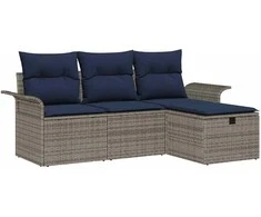 Sodo Sofų Rinkinys su pagalve su saugykla 4 pcs Poli ratanas