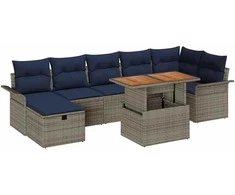 Lauko baldų komplektas Sodo Sofų Rinkinys 8 pcs Pilka poliratanas