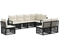 Lauko baldų komplektas Sodo Sofų Rinkinys 8 pcs Juoda poliratanas