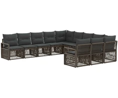 Lauko baldų komplektas Sodo Sofų Rinkinys 11 pcs Pilka poliratanas