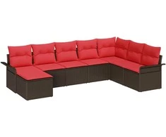 Sodo Sofų Rinkinys su pagalve 8 pcs Smėlio Poli ratanas