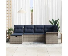 Lauko baldų komplektas Sodo Sofų Rinkinys su pagalve su saugykla 6 pcs Poli ratanas