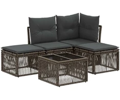 Lauko baldų komplektas Sodo Sofų Rinkinys 5 pcs Pilka poliratanas