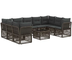 Lauko baldų komplektas Sodo Sofų Rinkinys 10 pcs Pilka poliratanas