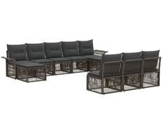 Lauko baldų komplektas Sodo Sofų Rinkinys 10 pcs Pilka poliratanas