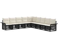 Lauko baldų komplektas Sodo Sofų Rinkinys 9 pcs Juoda poliratanas