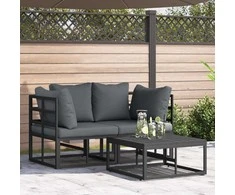 Sodo Sofų Rinkinys 3 pcs Juoda metalas
