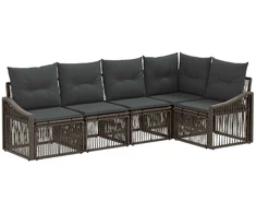 Lauko baldų komplektas Sodo Sofų Rinkinys 5 pcs Pilka poliratanas
