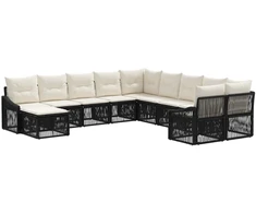 Lauko baldų komplektas Sodo Sofų Rinkinys 11 pcs Juoda poliratanas