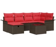 Lauko baldų komplektas Sodo Sofų Rinkinys su pagalve su saugykla 7 pcs Poli ratanas