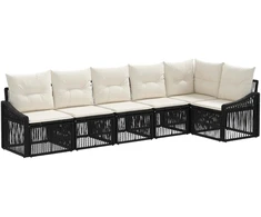 Lauko baldų komplektas Sodo Sofų Rinkinys 6 pcs Juoda poliratanas