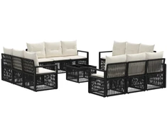 Lauko baldų komplektas Sodo Sofų Rinkinys 13 pcs Juoda poliratanas