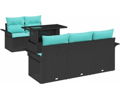 Lauko baldų komplektas Sodo Sofų Rinkinys su pagalve 6 pcs Juoda Poli ratanas