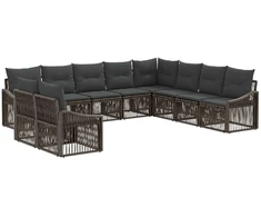 Lauko baldų komplektas Sodo Sofų Rinkinys 10 pcs Pilka poliratanas