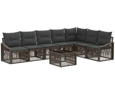 Lauko baldų komplektas Sodo Sofų Rinkinys 8 pcs Pilka poliratanas