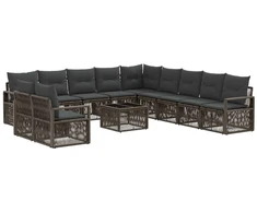 Lauko baldų komplektas Sodo Sofų Rinkinys 12 pcs Pilka poliratanas
