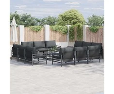 Sodo Sofų Rinkinys su pagalve 13 pcs Juoda Plienas