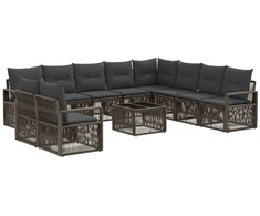 Lauko baldų komplektas Sodo Sofų Rinkinys 11 pcs Pilka poliratanas