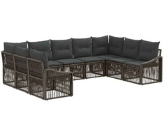 Lauko baldų komplektas Sodo Sofų Rinkinys 9 pcs Pilka poliratanas