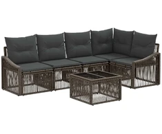 Lauko baldų komplektas Sodo Sofų Rinkinys 6 pcs Pilka poliratanas