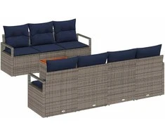 Lauko baldų komplektas Sodo Sofų Rinkinys su pagalve 8 pcs Pilka poliratanas