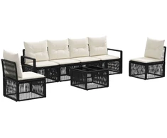 Lauko baldų komplektas Sodo Sofų Rinkinys 7 pcs Juoda poliratanas