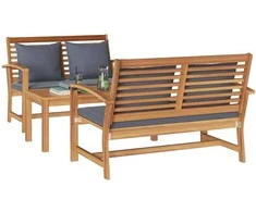 Sodo Sofų Rinkinys 3 pcs Natūrali Kieto teka medžio