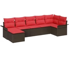 Lauko baldų komplektas Sodo Sofų Rinkinys su saugykla 7 pcs Smėlio poliratanas