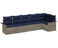 Lauko baldų komplektas Sodo Sofų Rinkinys su pagalve 6 pcs Pilka poliratanas