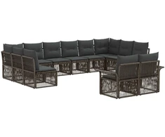 Lauko baldų komplektas Sodo Sofų Rinkinys 12 pcs Pilka poliratanas