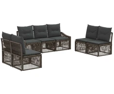 Lauko baldų komplektas Sodo Sofų Rinkinys 7 pcs Pilka poliratanas