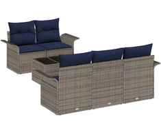 Lauko baldų komplektas Sodo Sofų Rinkinys su pagalve 6 pcs Pilka poliratanas