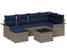 Lauko baldų komplektas Sodo Sofų Rinkinys su saugykla 7 pcs Pilka poliratanas