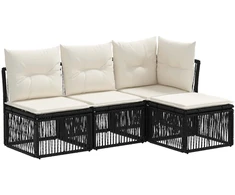 Lauko baldų komplektas Sodo Sofų Rinkinys 4 pcs Juoda poliratanas